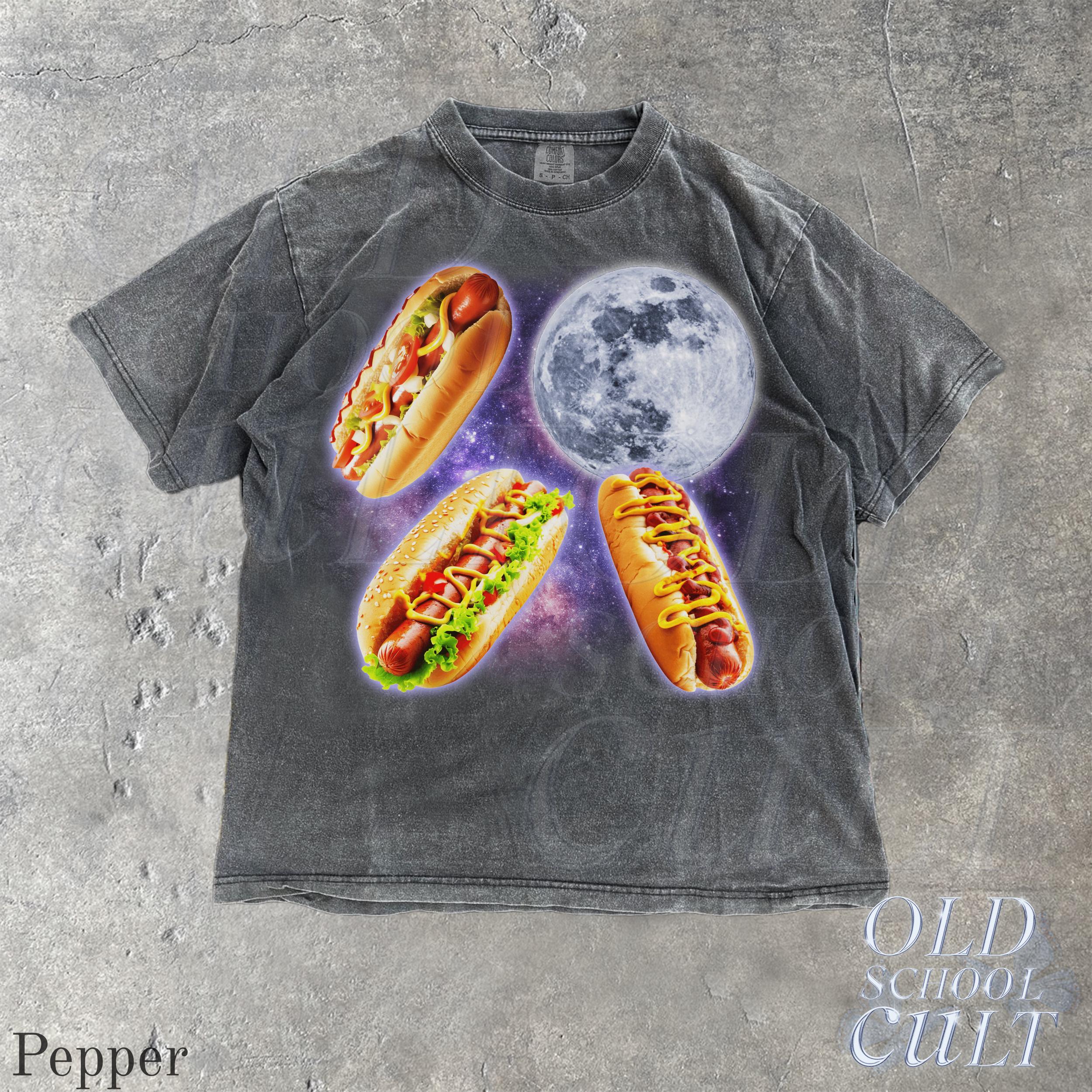 Hot Dog Moon Vintage 90s Graphic T-shirts, Retro Food Moon Tshirt
