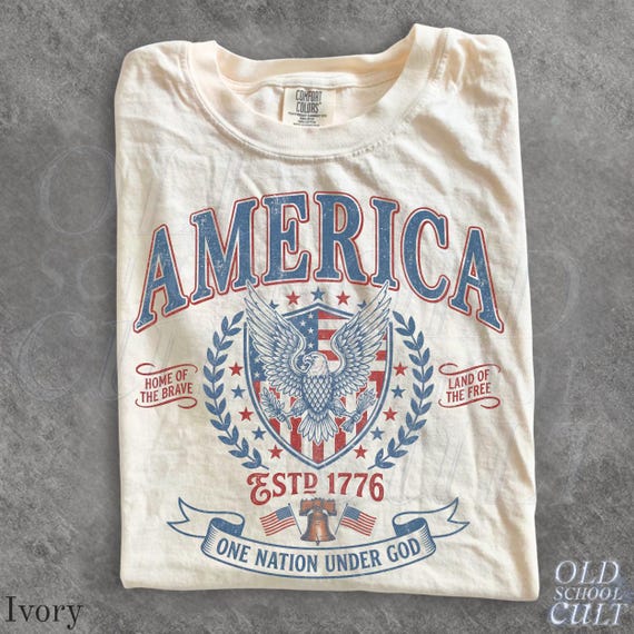Vintage America Patriotic Eagle Shirt, USA Independence Day Tee, Fourth of July Graphic Tee, One Nation Under God Shirt Retro USA Gift
