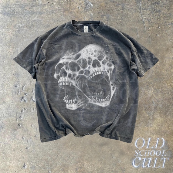 Screaming Skull Vintage 90s Graphic Shirt, Skeleton Y2k Goth