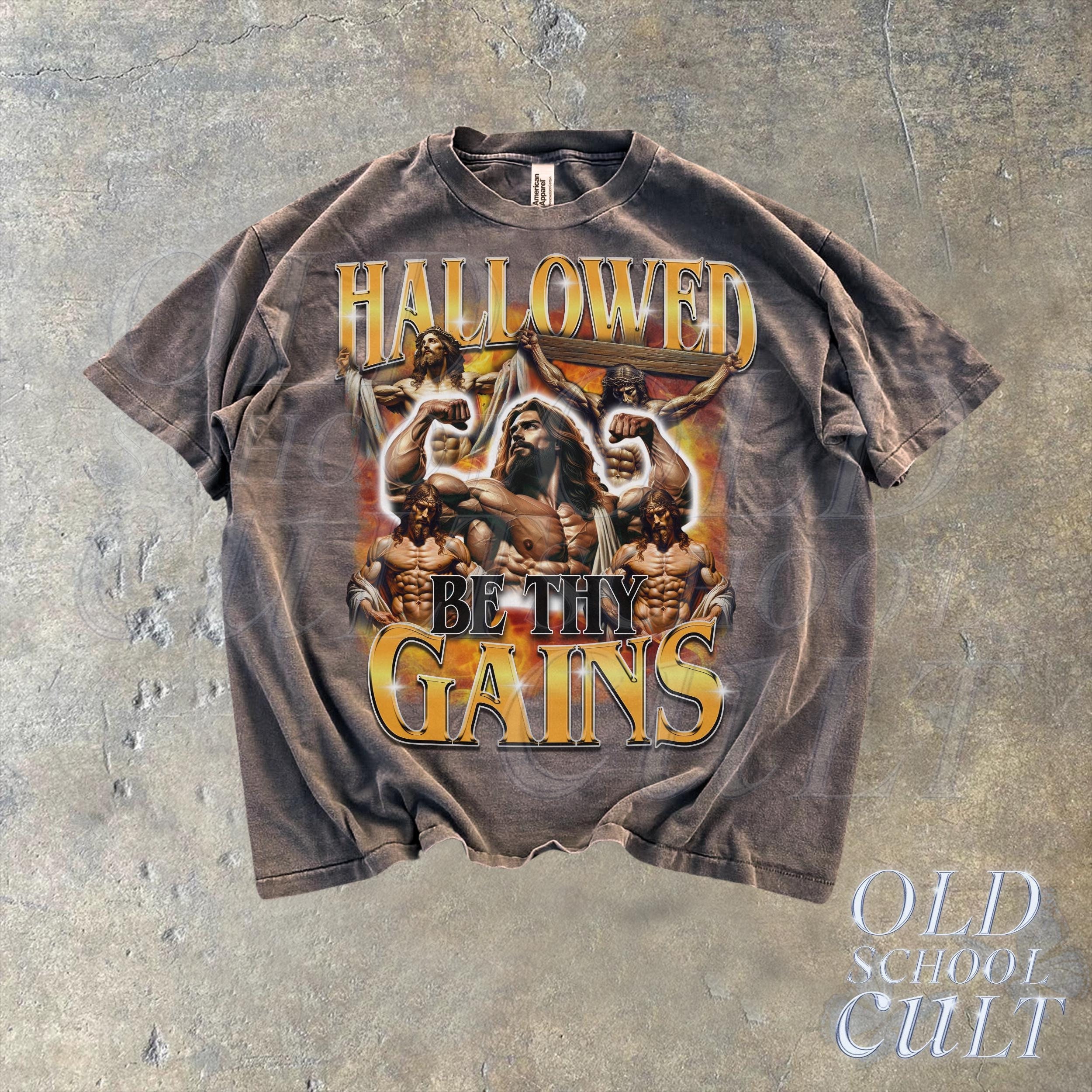 Hallowed Be Thy Gains Vintage 90s T-shirt, Retro Graphic Pump