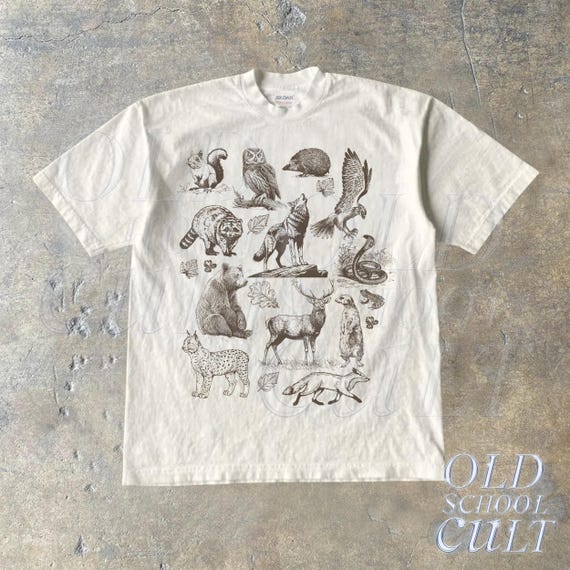 Vintage Forest Animals Unisex 90s Style T-shirt, Retro Animal