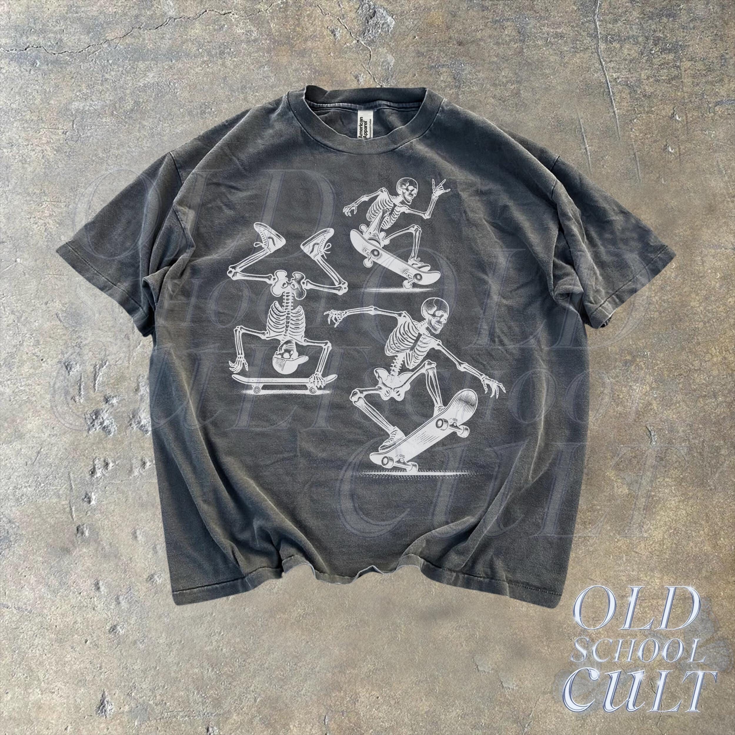 3 Skeletons Skateboarding Vintage 90s Graphic Style Shirt 3 Skeletons Skateboarding Vintage 90s Graphic Style Shirt