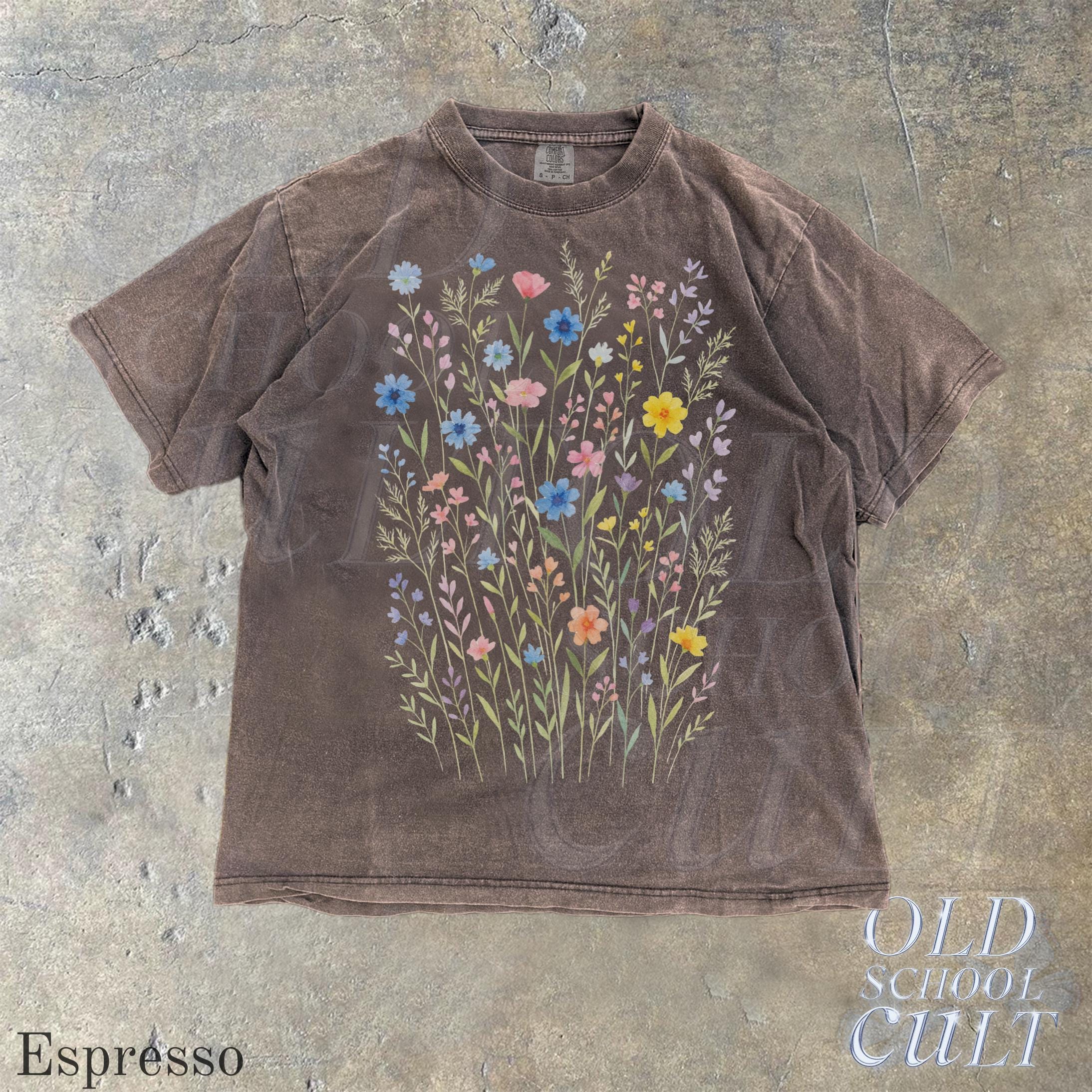 Wildflowers Vintage Style Comfort Colors® Tshirt, Retro Floral Print ...