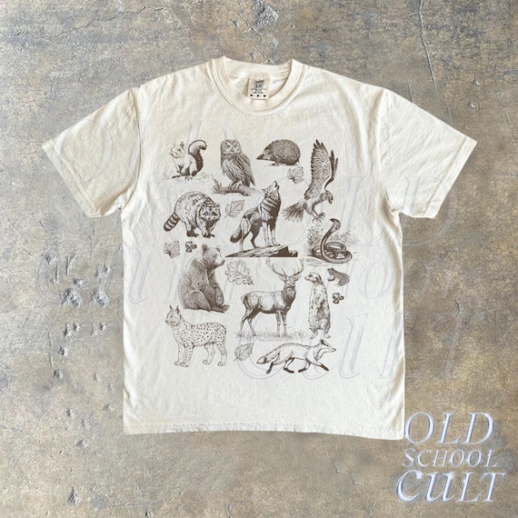 Vintage Forest Animals Unisex 90s Style T-shirt, Retro Animal