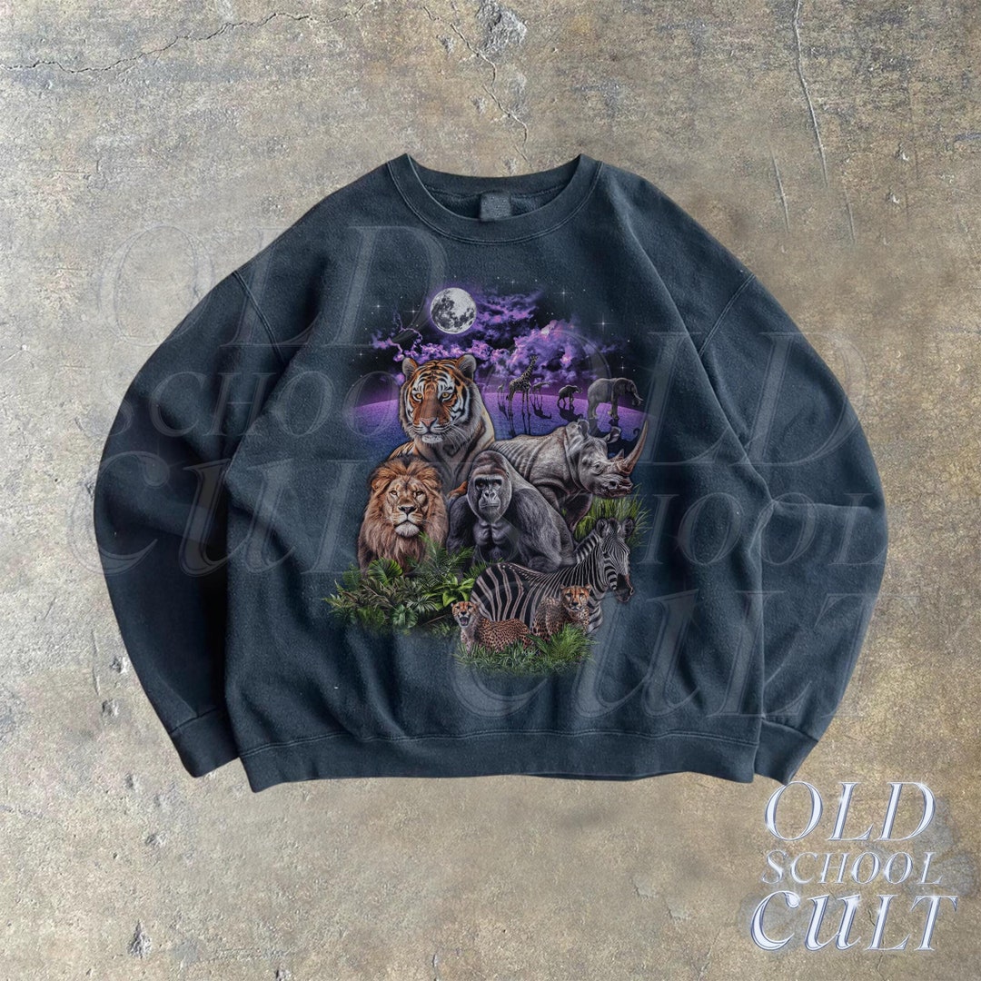 White Cartoon Animal's 90’s Vintage Graphic Sweatshirt - Size 8