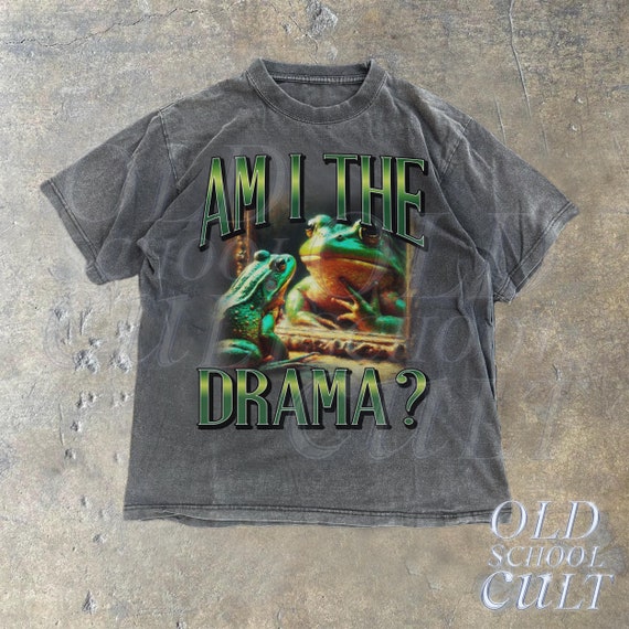 Am I The Drama Vintage Style Frog T-Shirt, Retro Funny 90s Bootleg Rap Style Adult Frog Shirt, Funny Toad Graphic Shirts, Silly Frog Shirts