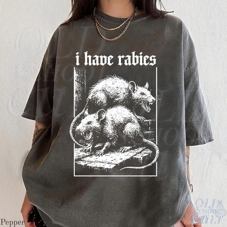Evil Rats Rabies I Have Rabies Rat Vintage Graphic T Shirt, Retro Gothic Horror Rats ...