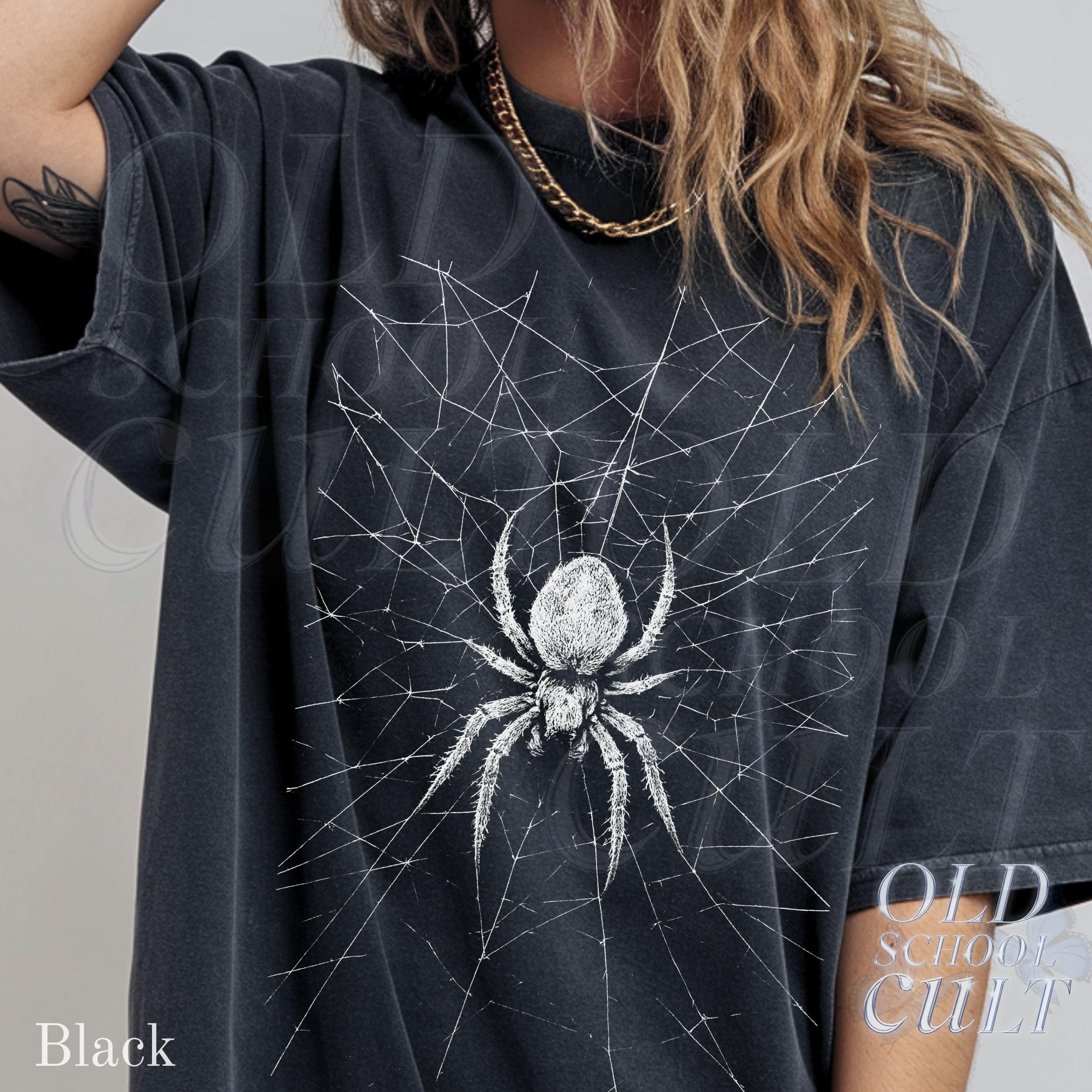 Spider Vintage 90s Style Graphic Shirt, Spider Web Comfort Colors