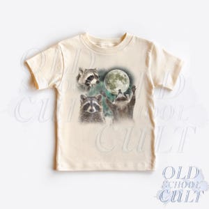 Toddler Three Raccoons Retro T-shirts, Retro Raccoon Moon Tshirt, Funny Toddler Tees, Funny Baby Tees, Baby Gifts, Cute Toddler Cotton Shirt