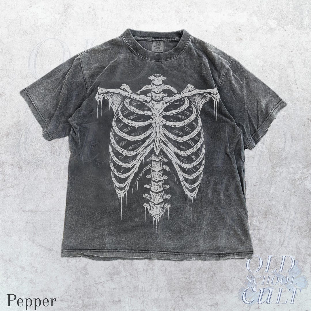 Rib Cage Skeleton Vintage 90s Style Graphic Shirt,Skeleton Comfort Colors® Y2k Goth Retro