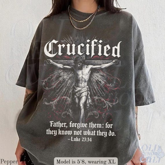 Vintage Art Jesus Cross 十字架 Tシャツ アート　90s Crucified Vintage 90s Graphic Shirt, Retro Jesus Cross Comfort