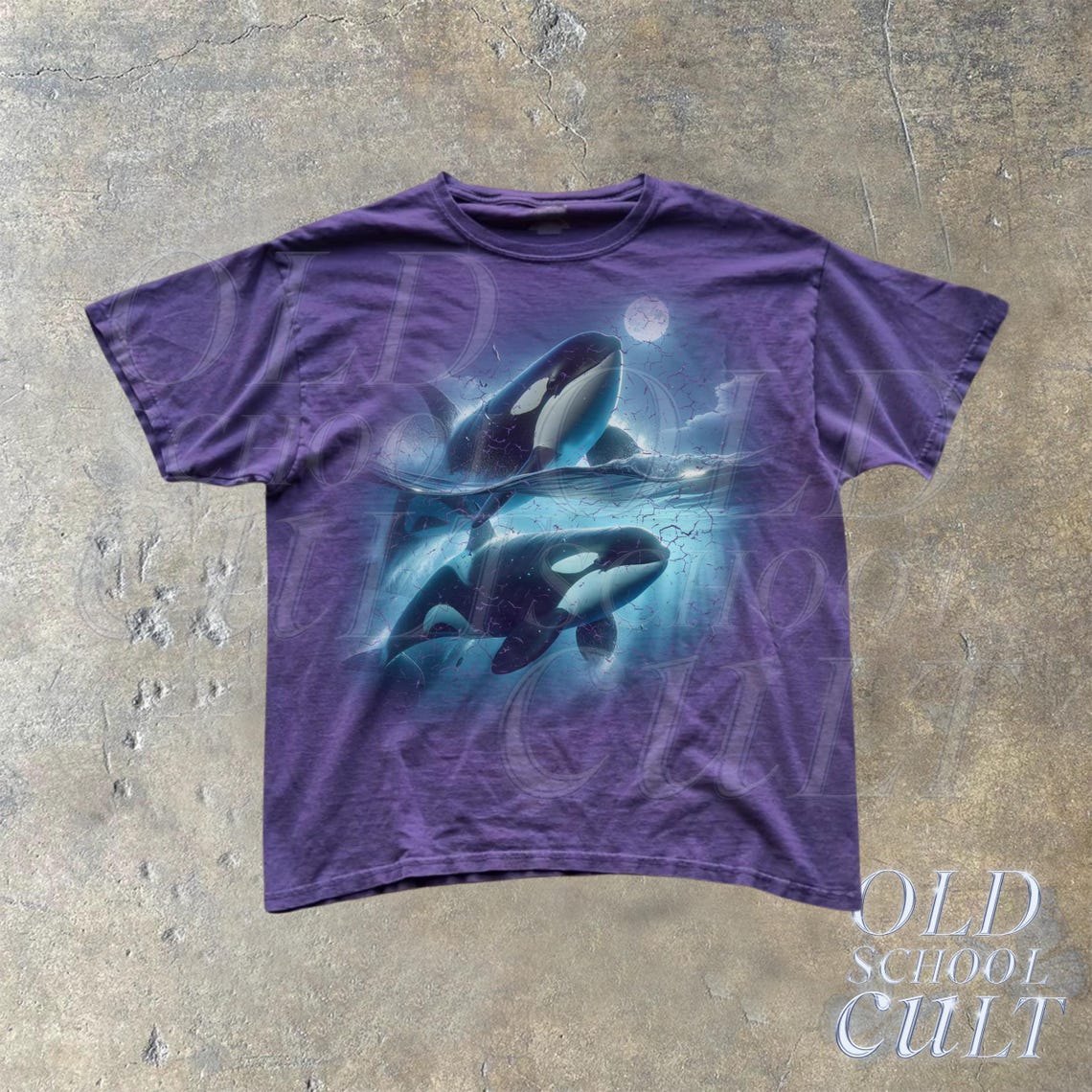 Two Orca Moon Vintage Graphic T-shirts, Vintage Ocean Mystical Orca ...