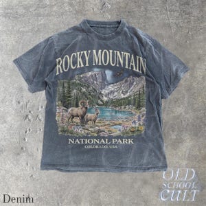 Rocky Mountain National Park Vintage 90s Graphic T-Shirt, Retro Comfort Colors® Colorado USA Nostalgia Unisex Tee Denim