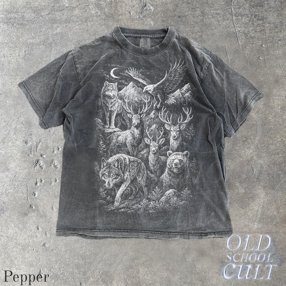 Wildlife Forest Animal Graphic T-Shirt, Wolf Deer Bear Nature Tee, Comfort Colors® Black Shirt, Vintage Hunting Top, Rustic Outdoor Gift