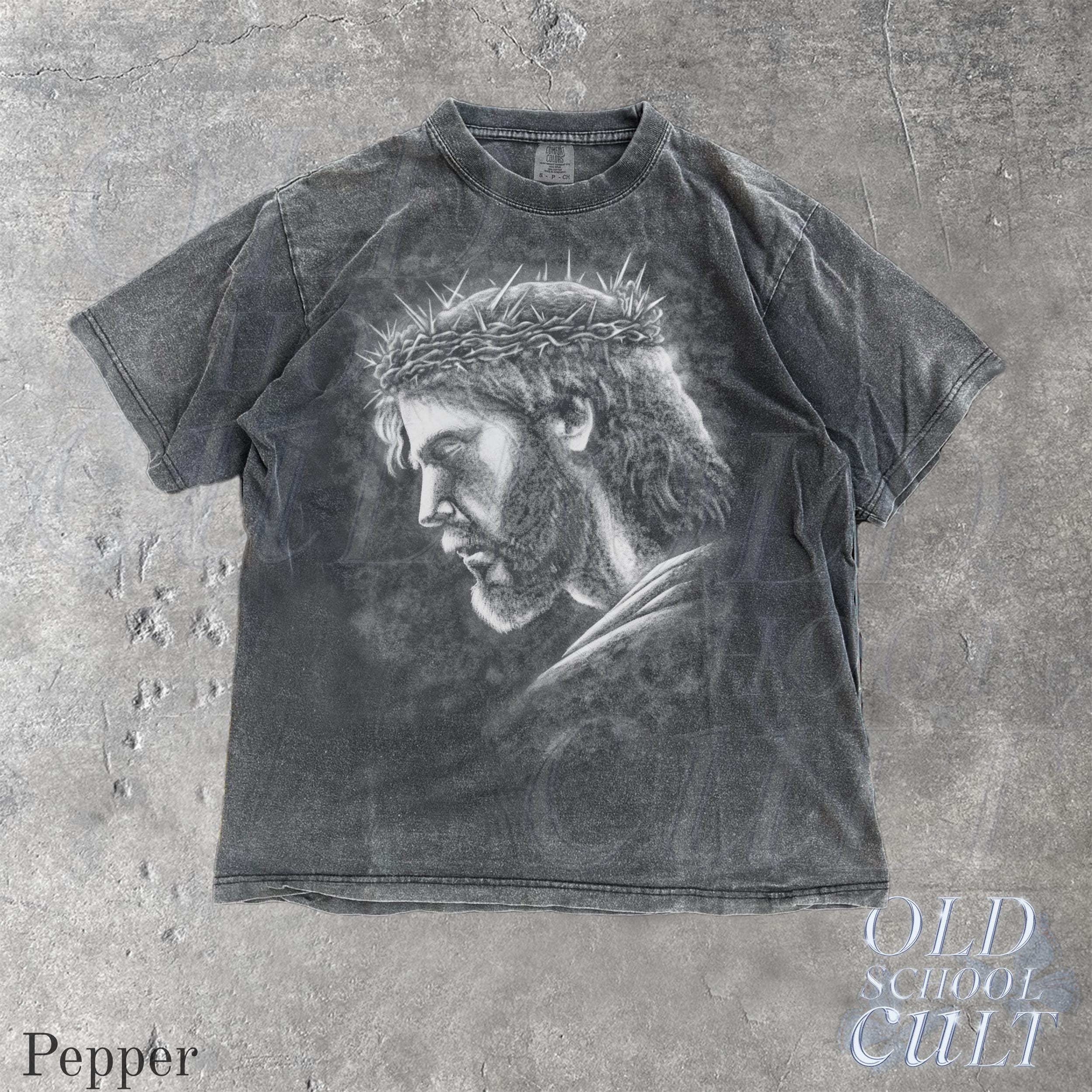 Jesus Vintage 90s Graphic Comfort Colors® Shirt, Jesus Portrait Shirt, Easter Shirt, Christian Easter Shirt, Retro Halftone Graphic Shirt