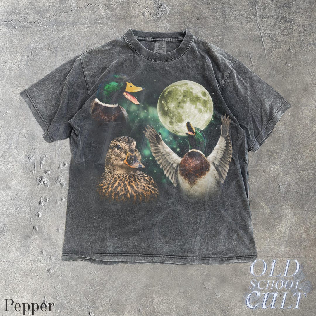 Mallard Duck Moon Vintage Graphic T Shirt, Retro Wildlife Bird Tee, Hunting Nature Gift