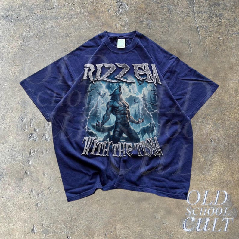 Werewolf Alpha Rizz Rizz Em With the Tism Werewolf Vintage Graphic Shirt, Retro Emo Wolf ...