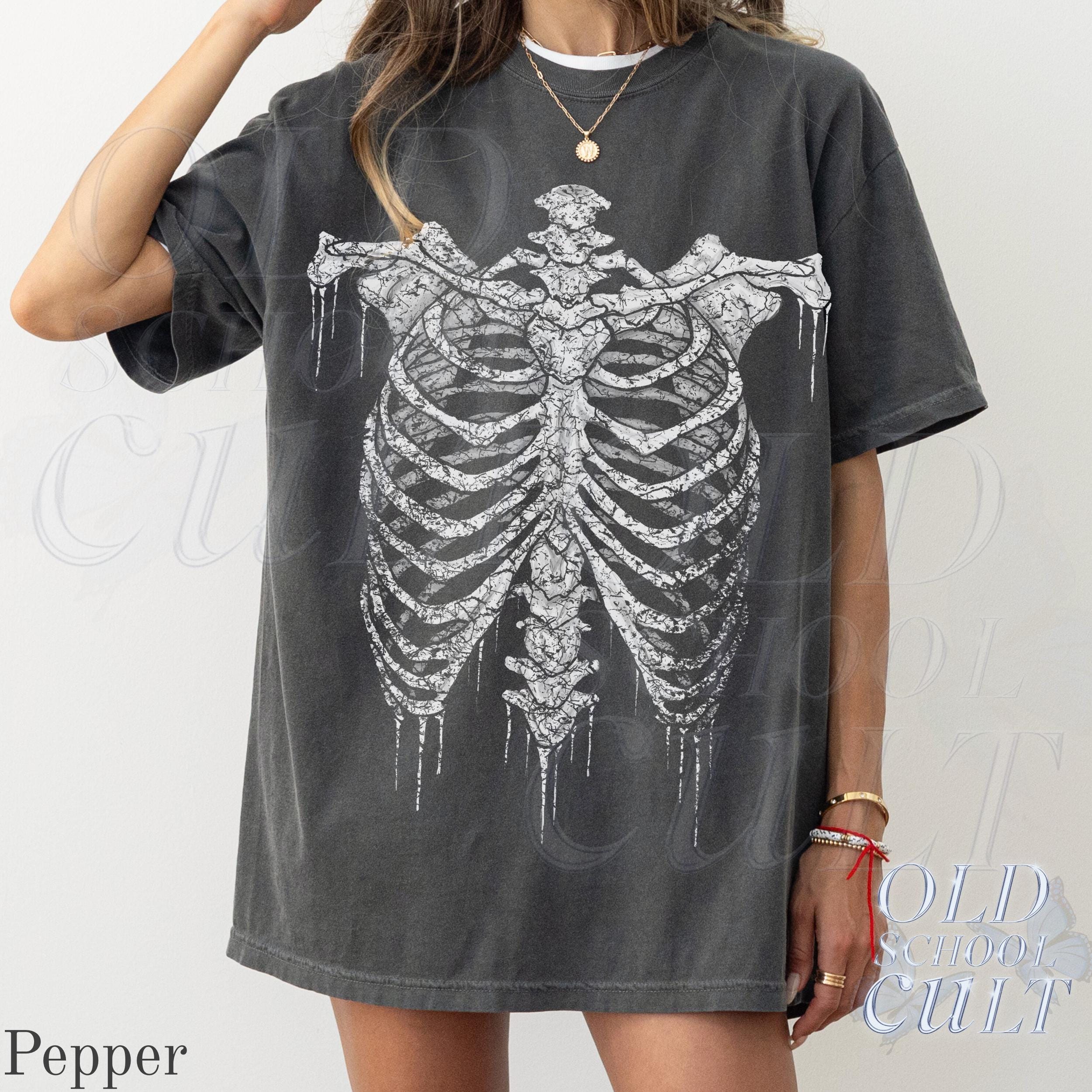 スケルトンリブ ヴィンテージグラフィックTシャツ、リブケージ 