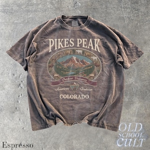 Vintage Pikes Peak Colorado Graphic Tshirt, Retro Comfort Colors® Mountain Outdoor 90s Nostalgia Camping Unisex Shirt Espresso