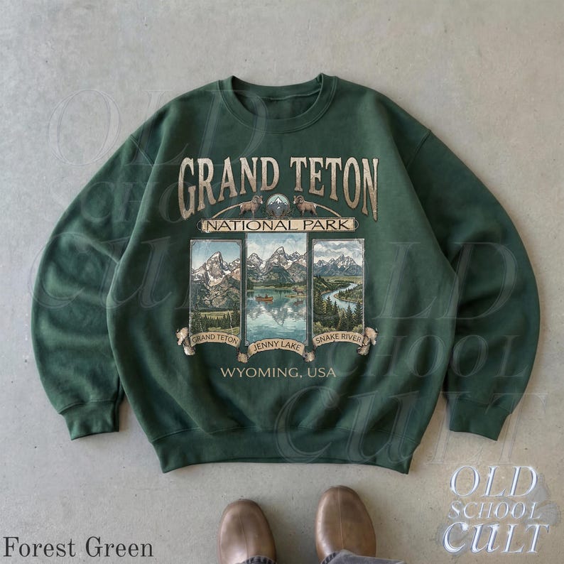 Retro Grand Teton National Park Sweatshirt, Vintage 90s Wyoming Crewneck, Nostalgia Mountain Hiking Old School Gift image 3