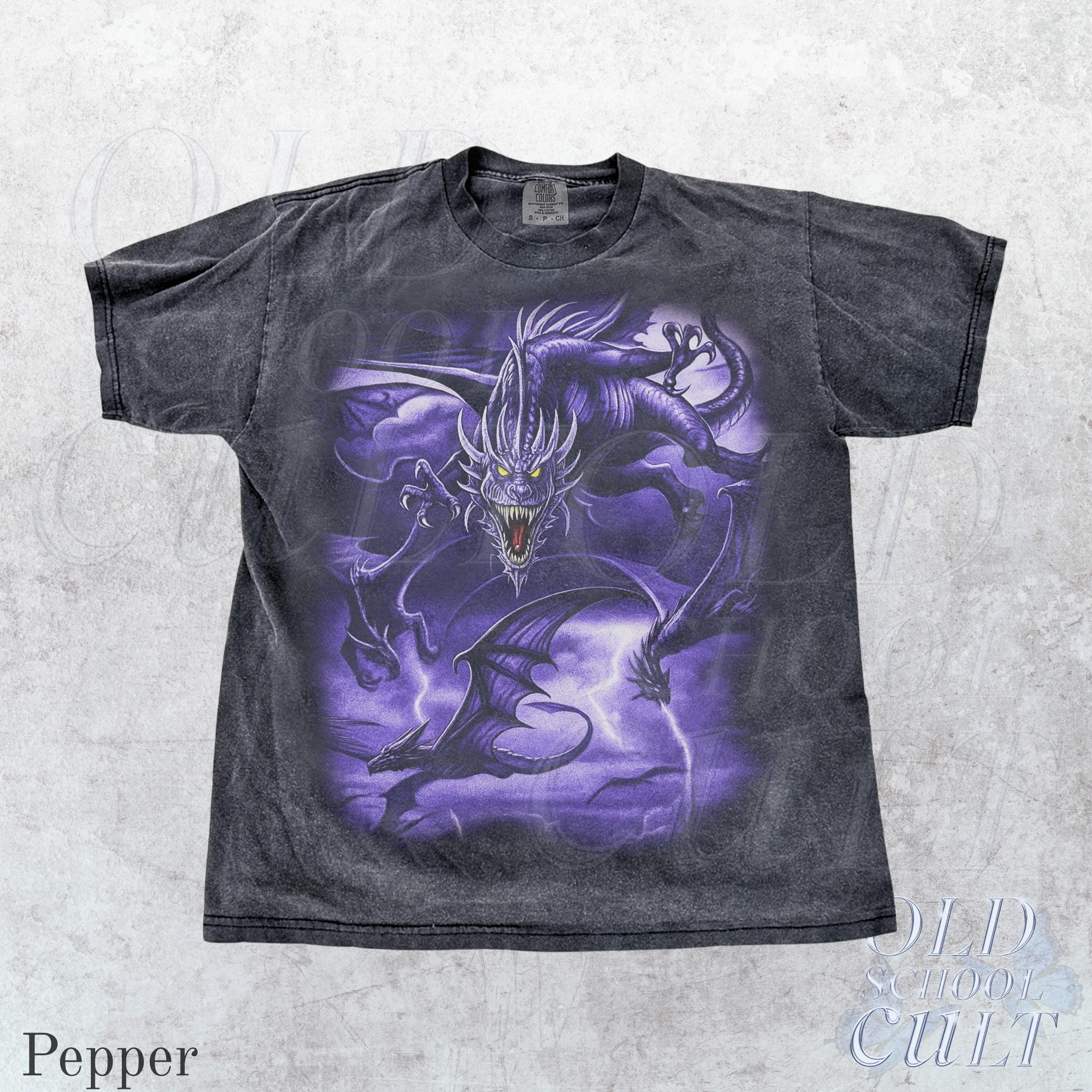 Dragon Vintage 90s Style Limited Graphic Shirt,purple Dragon