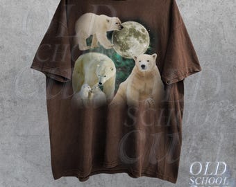 シロクマの神秘的なヴィンテージグラフィックTシャツ、レトロな