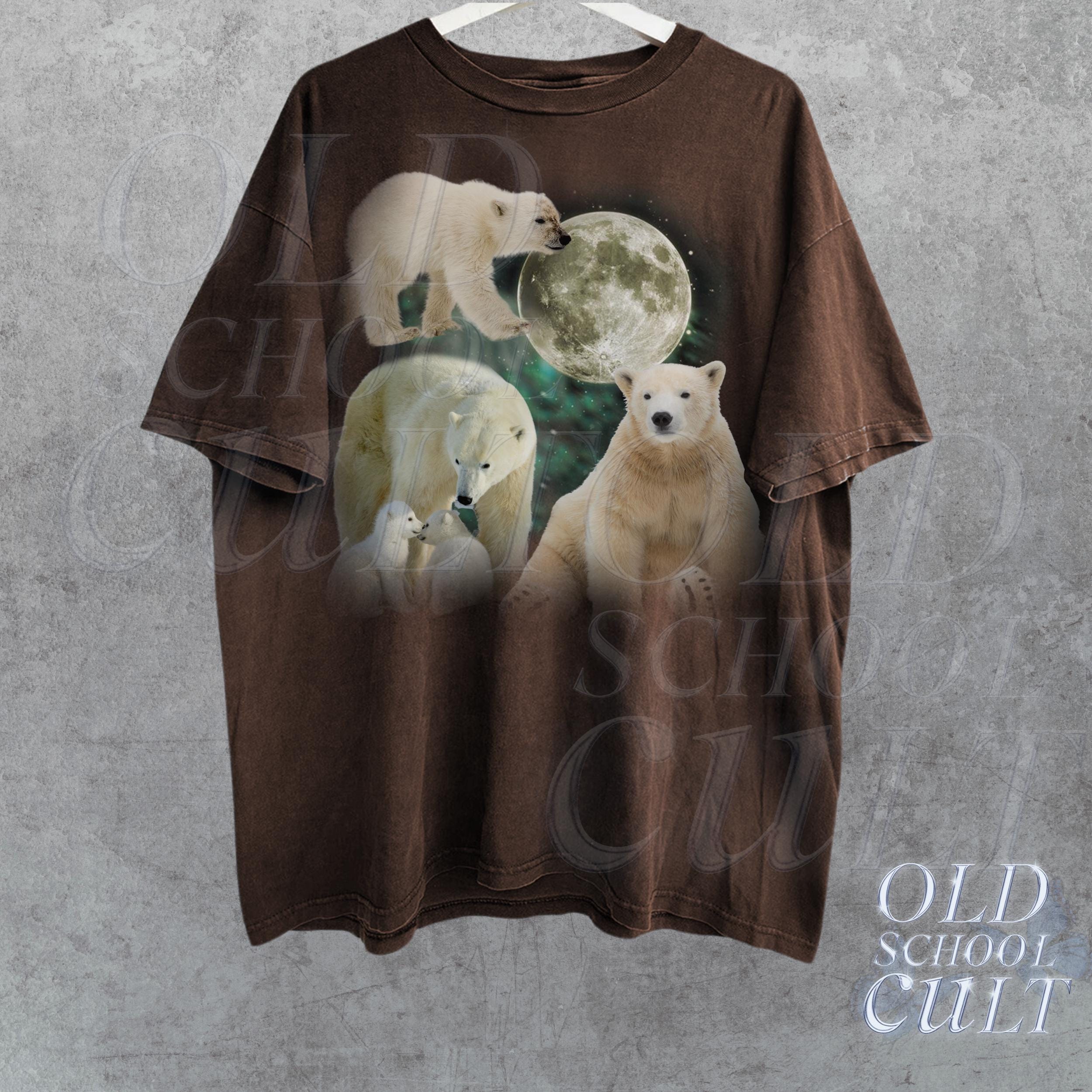 シロクマの神秘的なヴィンテージグラフィックTシャツ、レトロな
