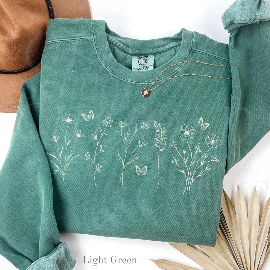 Wildflowers Comfort Colors® Sweatshirt, Flower Crewneck Sweatshirt ...