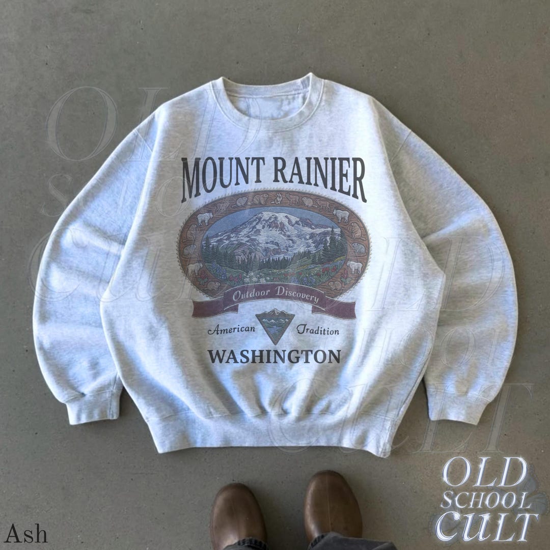 Retro Mount Rainier Washington Sweatshirt, Vintage 90s American Tradition Pacific Northwes