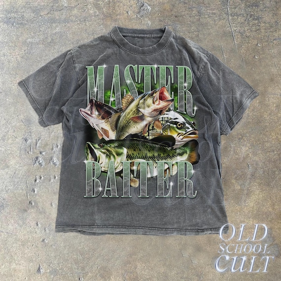 Master Baiter Retro Graphic T-shirt, Bass Fishing Shirt for Men