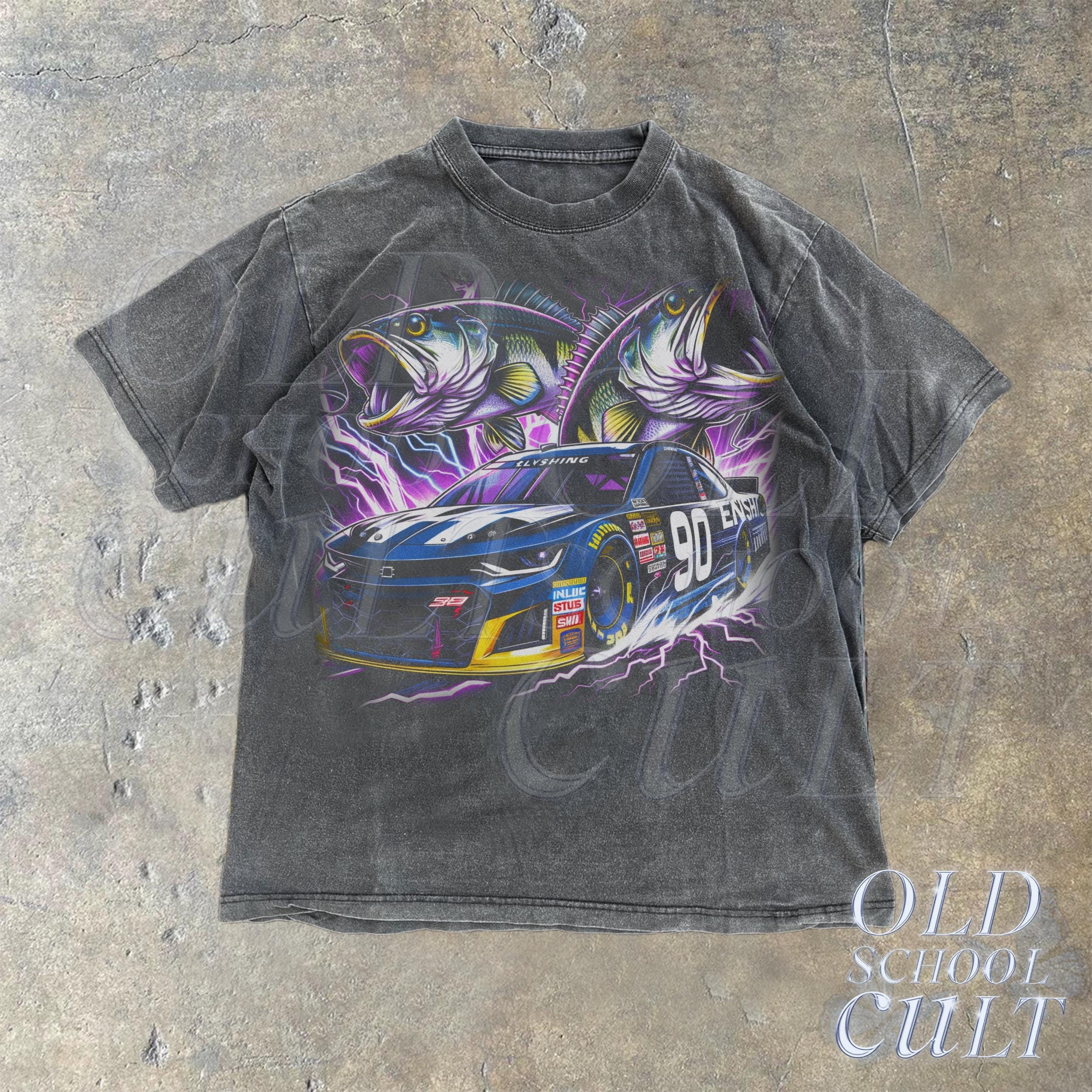 Nascar X Bass Racing Vintage 90s Style T-Shirt, Unisex Retro Racing Graphic Tee, Vintage Nascar Shirt, Bass Fisher Car Tee, Race Lovers Gift