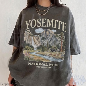 Camiseta vintage com estampa do Parque Nacional de Yosemite dos anos 90, modelo retrô Comfort Colors® com urso da vida selvagem da Califórnia, unissex. imagem 5