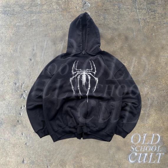 Vintage Spider 90s Graphic Hoodie, Retro Pump Cover Gothic Spider Hoodie, Gym Hoodie, 90s Gothic Clothing, Y2k Oversized Grunge Hoodie