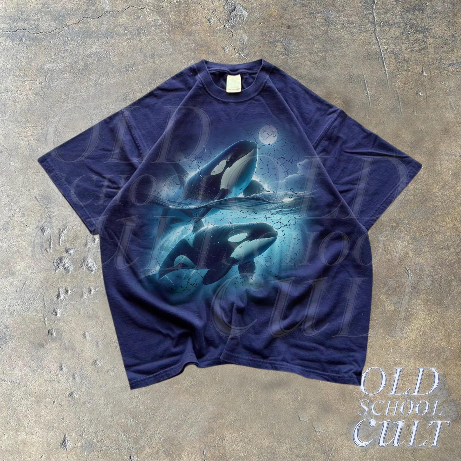 Two Orca Moon Vintage Graphic T-shirts, Vintage Ocean Mystical Orca ...