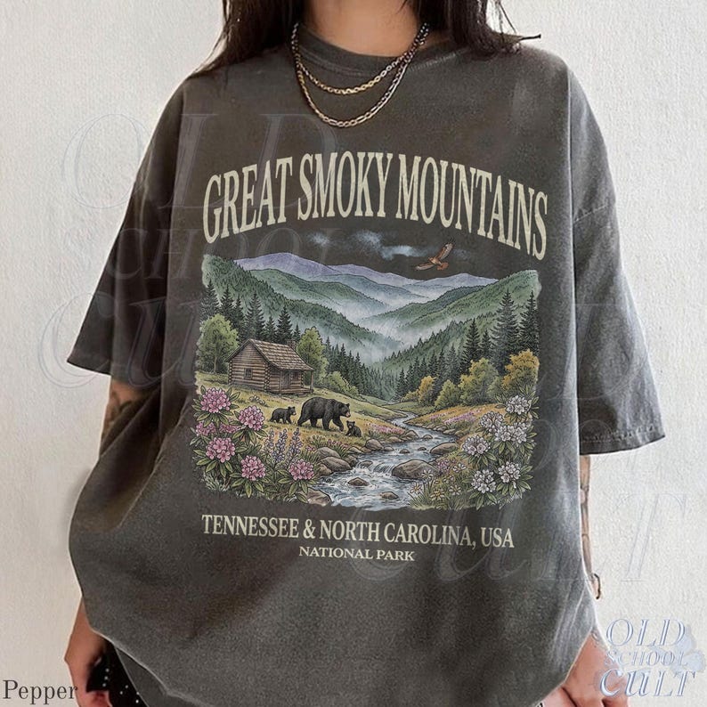 Great Smoky Mountains National Park Vintage 90er Jahre Grafik-Shirt, Retro Comfort Colors®Mountain Cabin Bear USA Nostalgie Unisex T-Shirt Bild 5