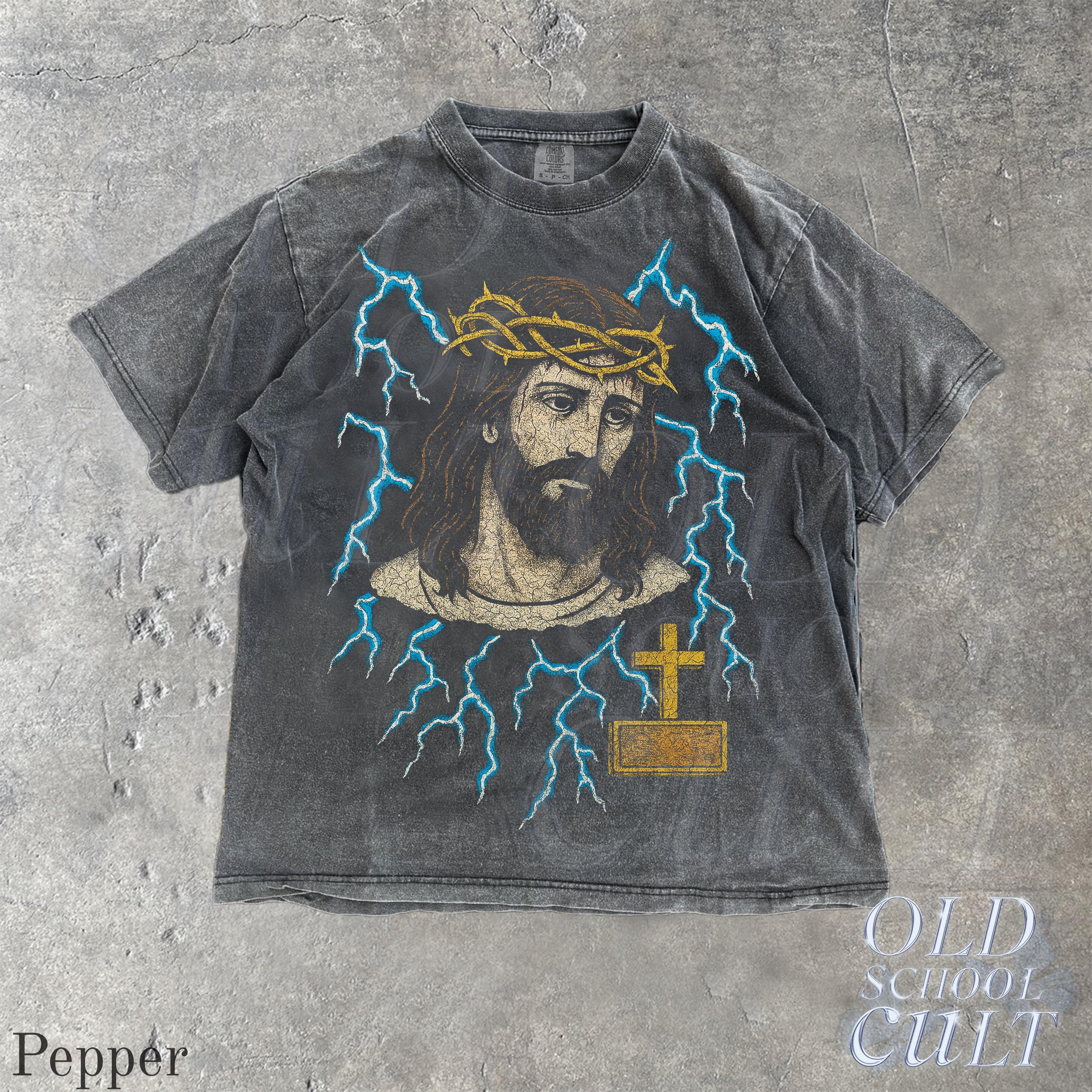 Jesus Lightning Vintage 90s Graphic Shirt, Retro Cross Comfort