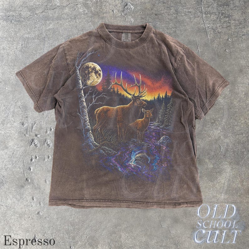 Elk Graphic T-Shirt, Wilderness Wildlife Nature Tee, Comfort Colors® Pepper Shirt, Vintage Outdoor Adventure Top, Hiking Camping Gift Espresso