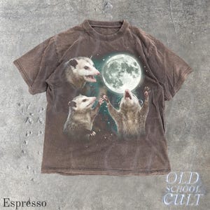 Opossum Howling at Moon Vintage 90s Graphic T Shirt, Retro Possum Silly Gift Espresso