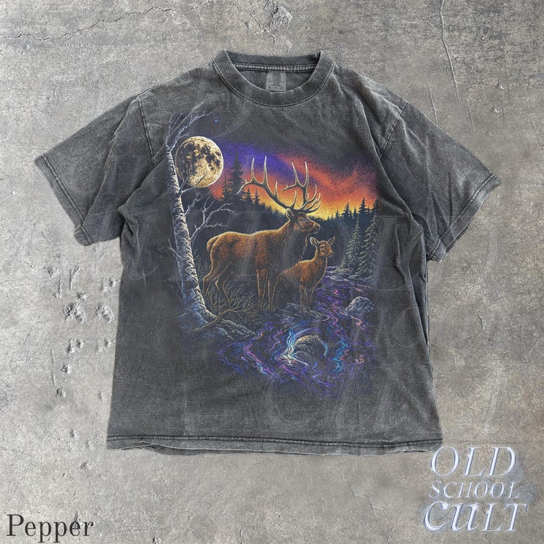 Elk Graphic T-Shirt, Wilderness Wildlife Nature Tee, Comfort Colors® Pepper Shirt, Vintage Outdoor Adventure Top, Hiking Camping Gift Pepper