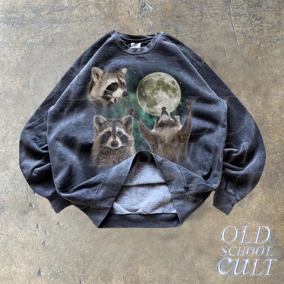 Three Raccoons Vintage Sweatshirt, Retro Raccoon Sweater, Cute Trash Panda Sweater, Funny Gifts, Cozy Warm Unisex Sweatshirt, Retro Lovers