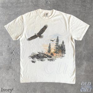 Vintage Bald Eagle Graphic Tee, American Eagle Nature Shirt, Wildlife Sunset Tshirt, Rustic Forest Bird Tee, Outdoor Lover Gift image 3