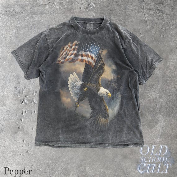 Bald Eagle Vintage 90s Graphic Style Comfort Colors® Tshirt, Retro American Flag Faded T-Shirt, Nature Y2k Streetwear, Patriotic USA Shirt