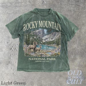 Rocky Mountain National Park Vintage 90s Graphic T-Shirt, Retro Comfort Colors® Colorado USA Nostalgia Unisex Tee Light Green