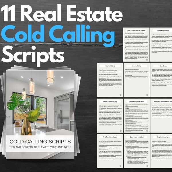 Cold Calling, 11 Cold Calling-scripts voor onroerend goed, Cold Calling voor makelaars, vastgoedsjablonen, scripts, Canva-sjabloon
