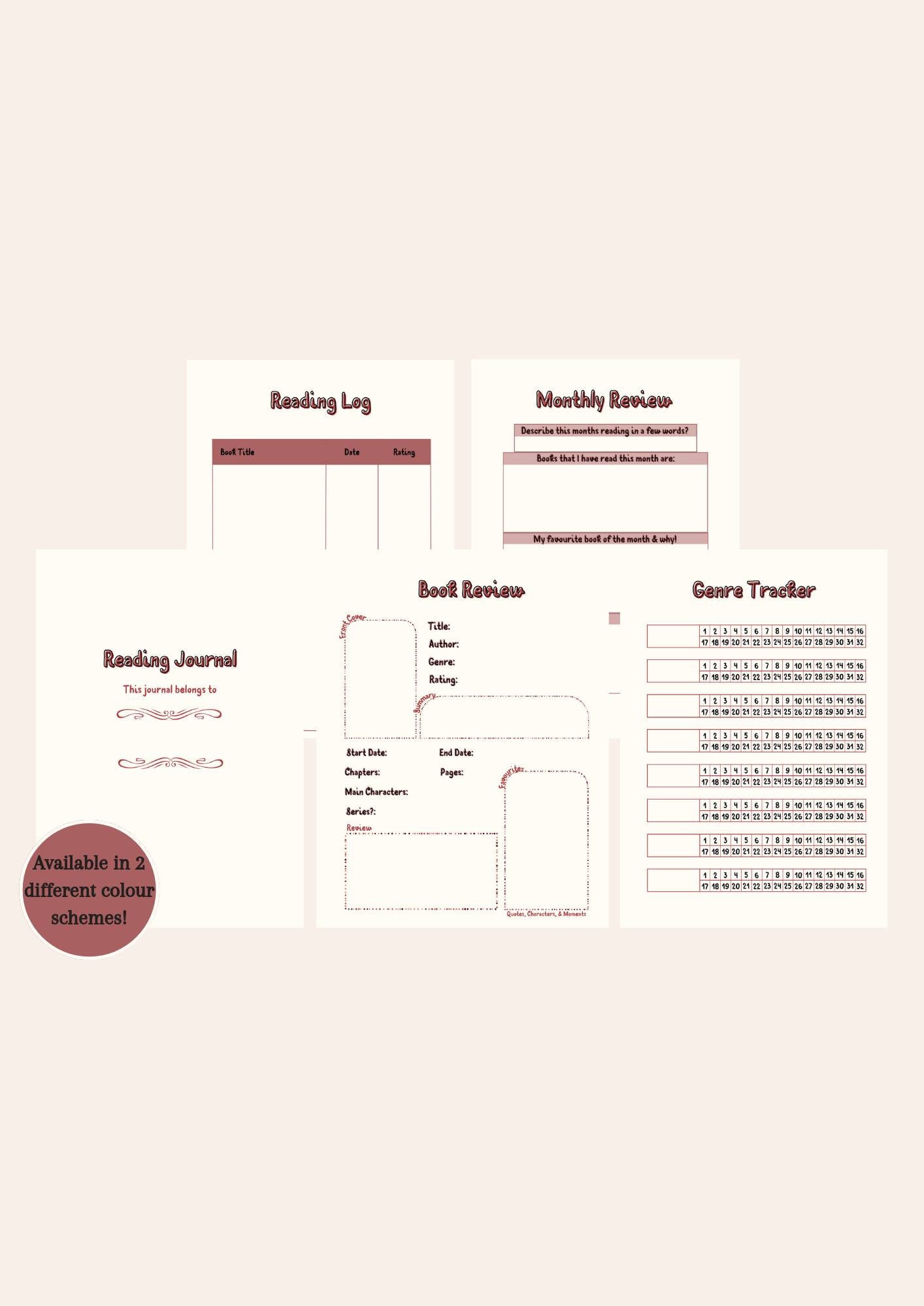 Digital Reading Journal | A4 PDF | Printable | Reading Tracker | Habits ...