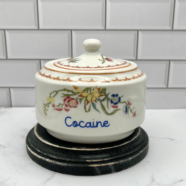 Cocaine Vintage Sugar Bowl / Gag Gift / Regalo de inauguración de la casa / Regalo para ella / Decoración grosera / Cocina divertida