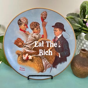 Eat The Rich | Rude Decor | China Plate | Gag Gift | Housewarming Present | Gift For Her| Gift For Him | Bad Word Plate