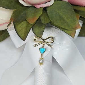 Bridal Bouquet Pin | Something Blue Before I Do (w/ Swarovski Pearl)
