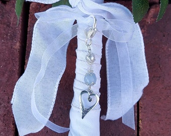 Aquamarine Bridal Bouquet Charm | Something Blue w/ Swarovski Crystal, Aquamarine, and Swarovski Pearl