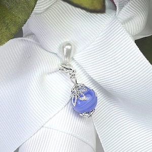 Blauer Spitze Achat und Silber Braut Charme | Naturstein | Etwas Blaues, bevor ich tue